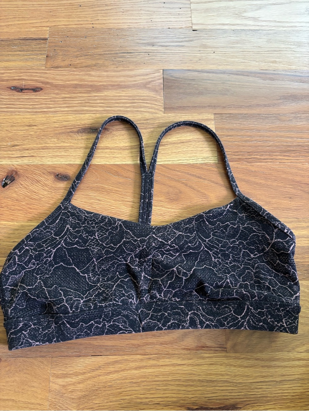 lululemon athletica Black Bralette with Pink Lace-Effect Overlay